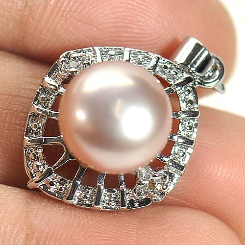 3.33 G. Charming Natural Multi Color Pearl Rhodium Silver Plated Pendent