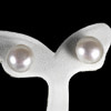 10.48 Ct. Round Cab Natural White Pearl Silver Earring