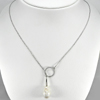 White Pearl Sterling Silver Necklace Length 20 Inch. 6.36 G. Natural Unheated