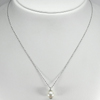 2.79 G. Length 18 Inch. Natural White Pearl Sterling Silver Necklace