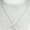 2.83 G. Pretty Natural White Pearl Sterling Silver Necklace Length 18 Inch.
