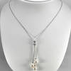 7.19 G. Real 925 Sterling Silver Necklace Length 22 Inch. Natural White Pearl
