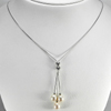 7.11 G. Natural White Pearl 925 Sterling Silver Jewelry Necklace Length 20 Inch.