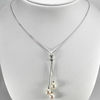 7.27 G. Natural White Pearl Real 925 Sterling Silver Necklace Length 22 Inch.