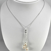 7.15 G. Real 925 Sterling Silver Necklace Length 22 Inch. Natural White Pearl