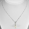3.52 G. Length 18 Inch. Natural White Pearl Sterling Silver Jewelry Necklace