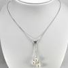 925 Sterling Silver Necklace Jewelry with Natural White Pearl Length 20 Inch.