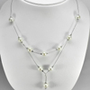 12.50 G. Pretty Natural White Pearl Sterling Silver Necklace Length 21 Inch.
