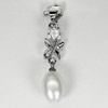Beautiful 2.32 G. Natural White Pearl Rhodium Silver Plated Pendant