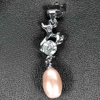 2.66 G. Fancy Cabochon Natural Peach Pearl Rhodium Silver Plated Pendant