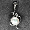 3.11 G. Round Cabochon Natural White Pearl Rhodium Silver Plated Pendent