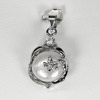 Nice 3.29 G. Round Cabochon Natural White Pearl Rhodium Silver Plated Pendant