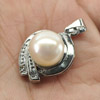 3.48 G. Natural White Pearl Rhodium Silver Plated Pendent Round Cabochon 3.48 G. Natural White Pearl Rhodium Silver Plated Pendent Round Cabochon