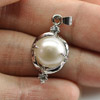 2.94 G. Round Cabochon Natural White Pearl Rhodium Silver Plated Pendant 2.94 G. Round Cabochon Natural White Pearl Rhodium Silver Plated Pendant