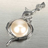3.39 G. Natural Cream Pearl Rhodium Silver Plated Pendant Thailand