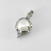 3.17 G. Round Cabochon Natural White Pearl Rhodium Silver Plated Pendant