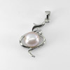 2.65 G. Round Cabochon Natural Multi Color Pearl Rhodium Silver Plated Pendant