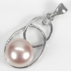 2.87 G. Charming Natural Peach Pearl Rhodium Silver Plated Pendant Thailand