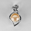 2.65 G. Beautiful Natural Orange Pearl Rhodium Silver Plated Pendant