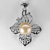 Alluring 4.50 G. Natural Peach Pearl Rhodium Silver Plated Pendant