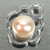 3.02 G. Round Cabochon Natural Peach Pearl Rhodium Silver Plated Pendant