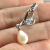 1.90 G. Fancy Cabochon Natural White Pearl Rhodium Silver Plated Pendant