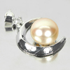 3.16 G. Round Cabochon Natural Peach Pearl Rhodium Silver Plated Pendant