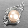 3.02 G. Round Cabochon Natural Peach Pearl Rhodium Silver Plated Pendant