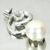 3.50 G. Round Cabochon Natural White Pearl Rhodium Silver Plated Pendant