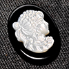 Natural White Sea Shell 6.44 Ct. Woman Carving Cameo on Onyx 18.2 x 13 Mm Natural White Sea Shell 6.44 Ct. Woman Carving Cameo on Onyx 18.2 x 13 Mm