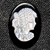 Natural Multi Color White Sea Shell 6.61 Ct. Woman Carving Cameo on Onyx Natural Multi Color White Sea Shell 6.61 Ct. Woman Carving Cameo on Onyx