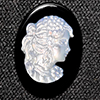 Natural White Sea Shell 6.47 Ct. Woman Carving Cameo on Onyx 18 x 13 Mm Natural White Sea Shell 6.47 Ct. Woman Carving Cameo on Onyx 18 x 13 Mm