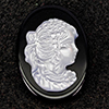 Natural White Sea Shell 5.82 Ct. Woman Carving Cameo on Onyx 12.8 x 7.9 Mm Natural White Sea Shell 5.82 Ct. Woman Carving Cameo on Onyx 12.8 x 7.9 Mm
