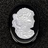 Natural White Sea Shell 6.16 Ct. Woman Carving Cameo on Onyx 12.8 x 7.9 Mm Natural White Sea Shell 6.16 Ct. Woman Carving Cameo on Onyx 12.8 x 7.9 Mm