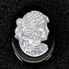 Natural White Sea Shell 6.24 Ct. Woman Carving Cameo on Onyx 12.9 x 8.1 Mm Natural White Sea Shell 6.24 Ct. Woman Carving Cameo on Onyx 12.9 x 8.1 Mm