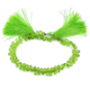 88.10 Ct. Briolette Shape Natural Gemstones Green Peridot Beads 9 Inch. Unheated