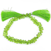 88.30 Ct. Natural Gemstones Green Peridot Beads 9 Inch Briolette 6.8 x 4.4 Mm.