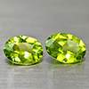Natural Green Peridot 1.29 Ct. 2 Pcs. Good Cutting Oval Shape 7 x 5 Mm. Gems