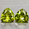 Natural Green Peridot 1.78 Ct. 2 Pcs. Trilliant Shape 6.1 Mm Gemstones