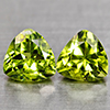 Natural Green Peridot 1.68 Ct. 2 Pcs. Trilliant Shape 6.1 Mm Gemstones