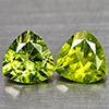 Natural Green Peridot 1.61 Ct. 2 Pcs. Trilliant Shape 6 Mm. Gemstones Unheated