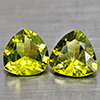 Natural Green Peridot 1.35 Ct. 2 Pcs. Trilliant Shape 6 x 6 Mm. Gems Unheated