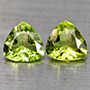 Natural Green Peridot 1.27 Ct. 2 Pcs. Trilliant Shape 5.9 Mm Gemstones
