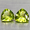 Natural Green Peridot 1.24 Ct. 2 Pcs. Trilliant Shape 6 Mm Gemstones