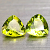 Natural Green Peridot 1.26 Ct. 2 Pcs. Trilliant Shape 5.7 Mm Gemstones