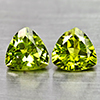 Natural Green Peridot 1.94 Ct. 2 Pcs. Trilliant Shape 6 Mm Gemstones