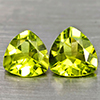 Natural Green Peridot 1.24 Ct. 2 Pcs. Trilliant Shape 6.1 Mm Gemstones