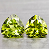 Natural Green Peridot 1.71 Ct. 2 Pcs. Trilliant Shape 6 Mm Gemstones Unheated