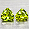 Natural Green Peridot 1.82 Ct. 2 Pcs. Trilliant Shape 6 Mm Gemstones