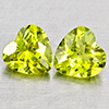 Natural Green Peridot 1.57 Ct. 2 Pcs Heart Shape 6.4 x 6.1 Mm. Gemstones